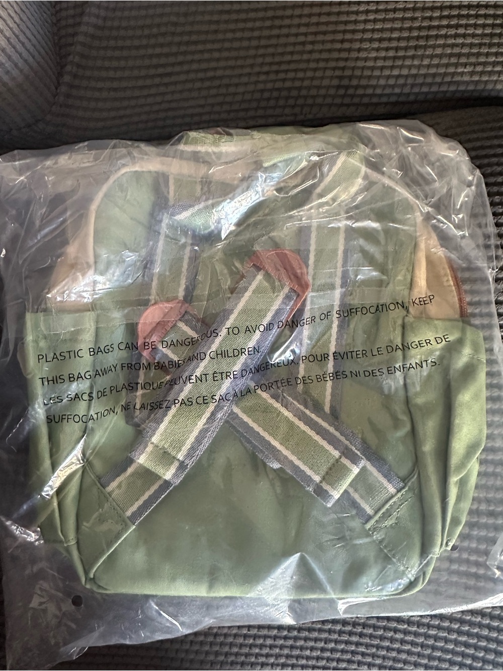 Itzy Ritzy Green & Cream Checkered Mini Backpack - Picture 5 of 5